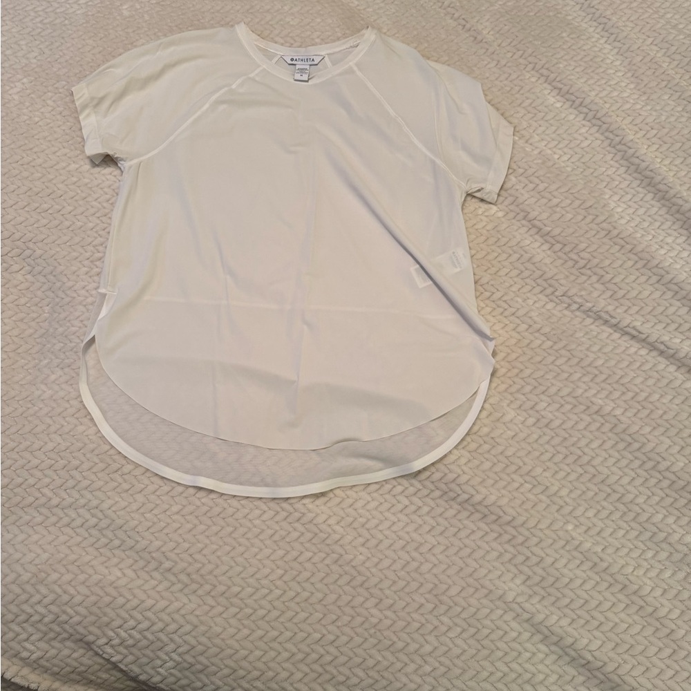 Athleta White Short Sleeve Top- Ultimate Mesh Tee